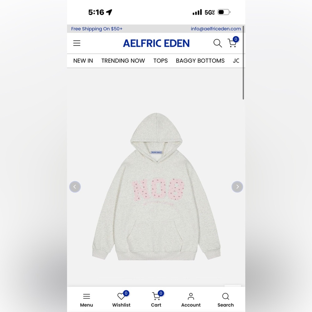 Aelfric Eden Flower Embroidery Number Hoodie grey and pink